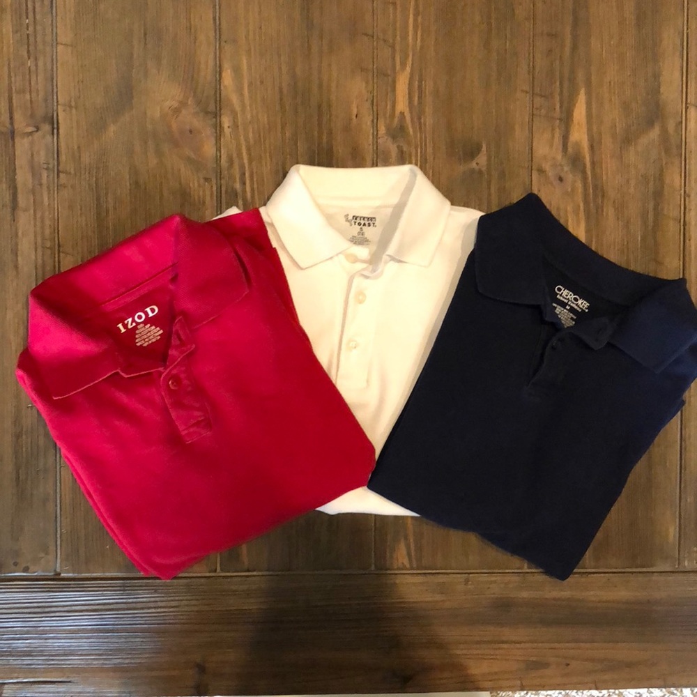 3 Long Sleeve Polo Style School Uniform Shirts